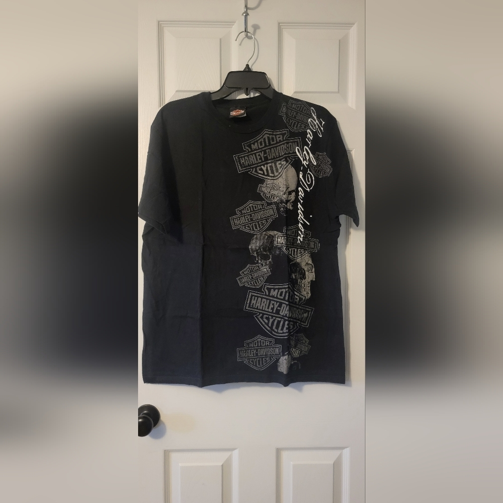 Harley-Davidson Black and Gray Skull Graphic Tee